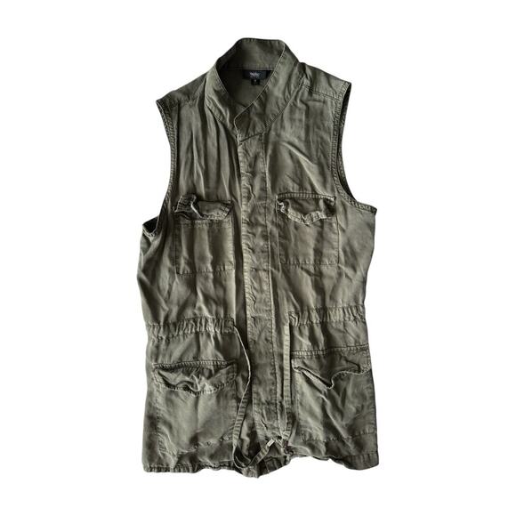 Massimo Utility Vest Women’s Small Army Green Button Front Cargo Pockets Y2K - Picture 3 of 7